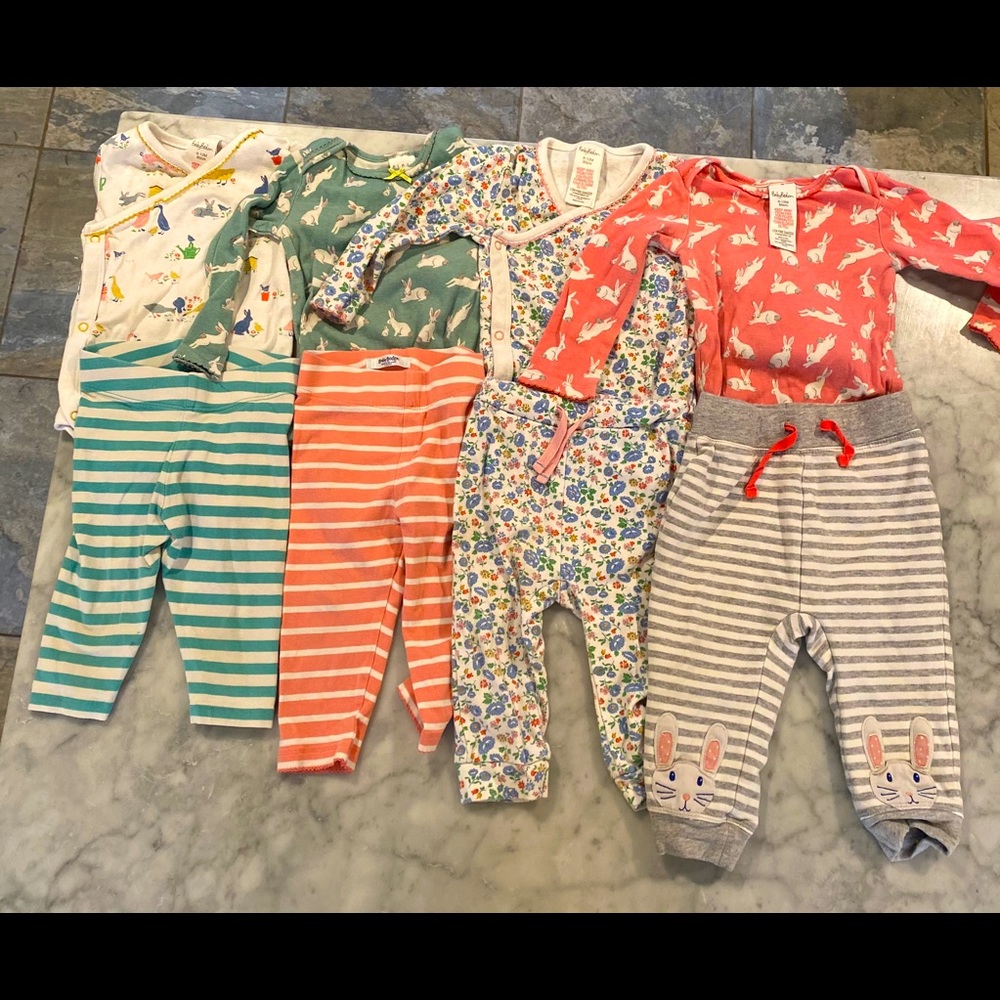 Baby Boden Bundle - 4 long sleeve onesies, 4 pants